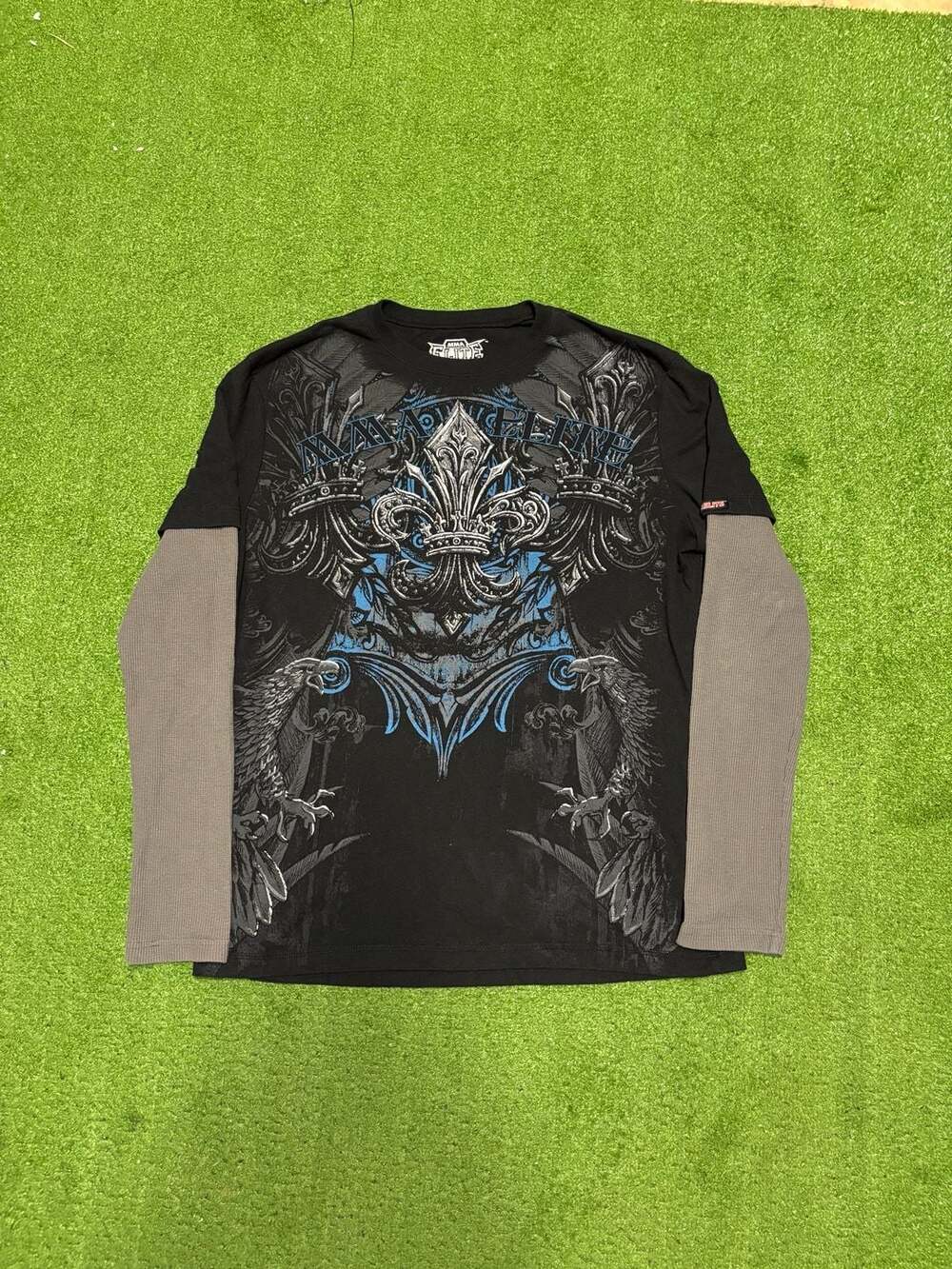 MMA Elite Men's Size Large Graphic Long Sleeve Thermal Layered T-Shirt
